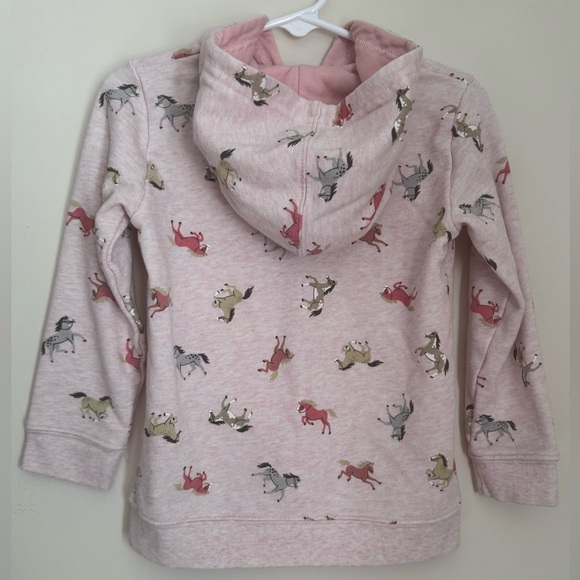 John Deere Girls 4T Pink Horse Print Zip Up Hoodie Sweatshirt - Picture 2 of 5